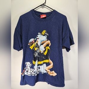 Vintage large 1996 oversized coca cola polar bear firefighter tshirt